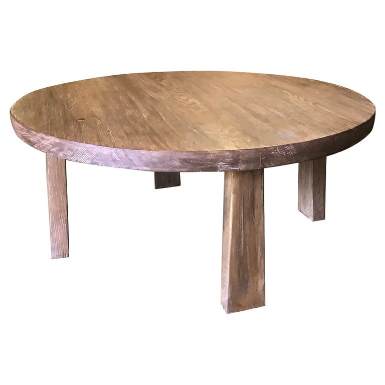 Reclaimed Wood Round Coffee Table at 1stDibs