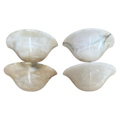 Set of 4 Mid-Century Era, Art Deco Style, Great Condition Alabaster Wall Sconces