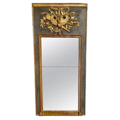 Antique 18th Century, French Carved and Parcel Gilt Trumeau Mirror