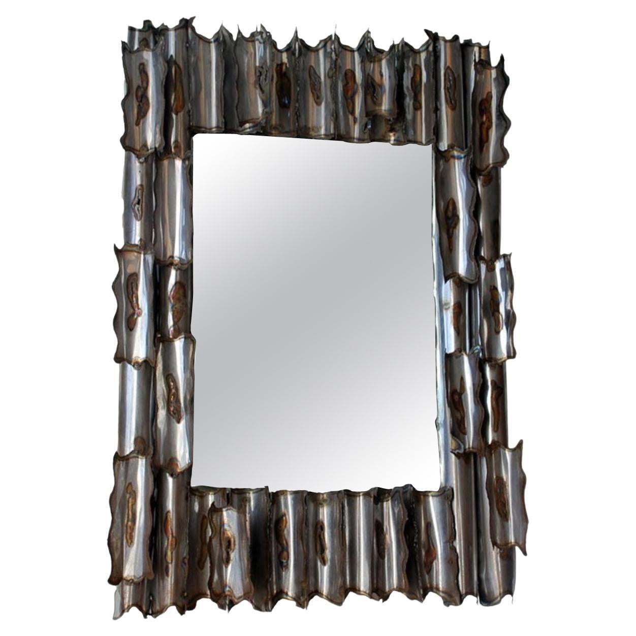 Exceptional American Brutalist Mirror