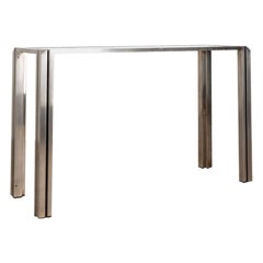 80s Vintage Console Table Steel and Glass Design