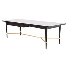 Vintage Paul McCobb Connoisseur Collection Black Lacquer and Brass Coffee Table, 1950s