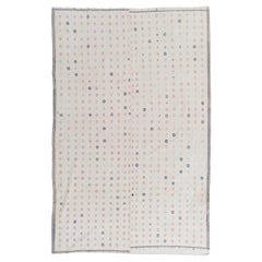 Handgewebter Kelim aus Baumwolle in Creme 6.3x10 Ft. Flachgewebe-Teppich mit floralem Design