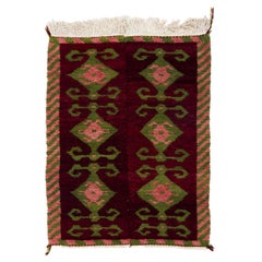 3.6x5 Ft Vintage One-of-a-Kind Hand-Knotted Tulu Wool Rug with Ram's Horn Design (Tapis de laine Tulu noué à la main avec des cornes de bélier)