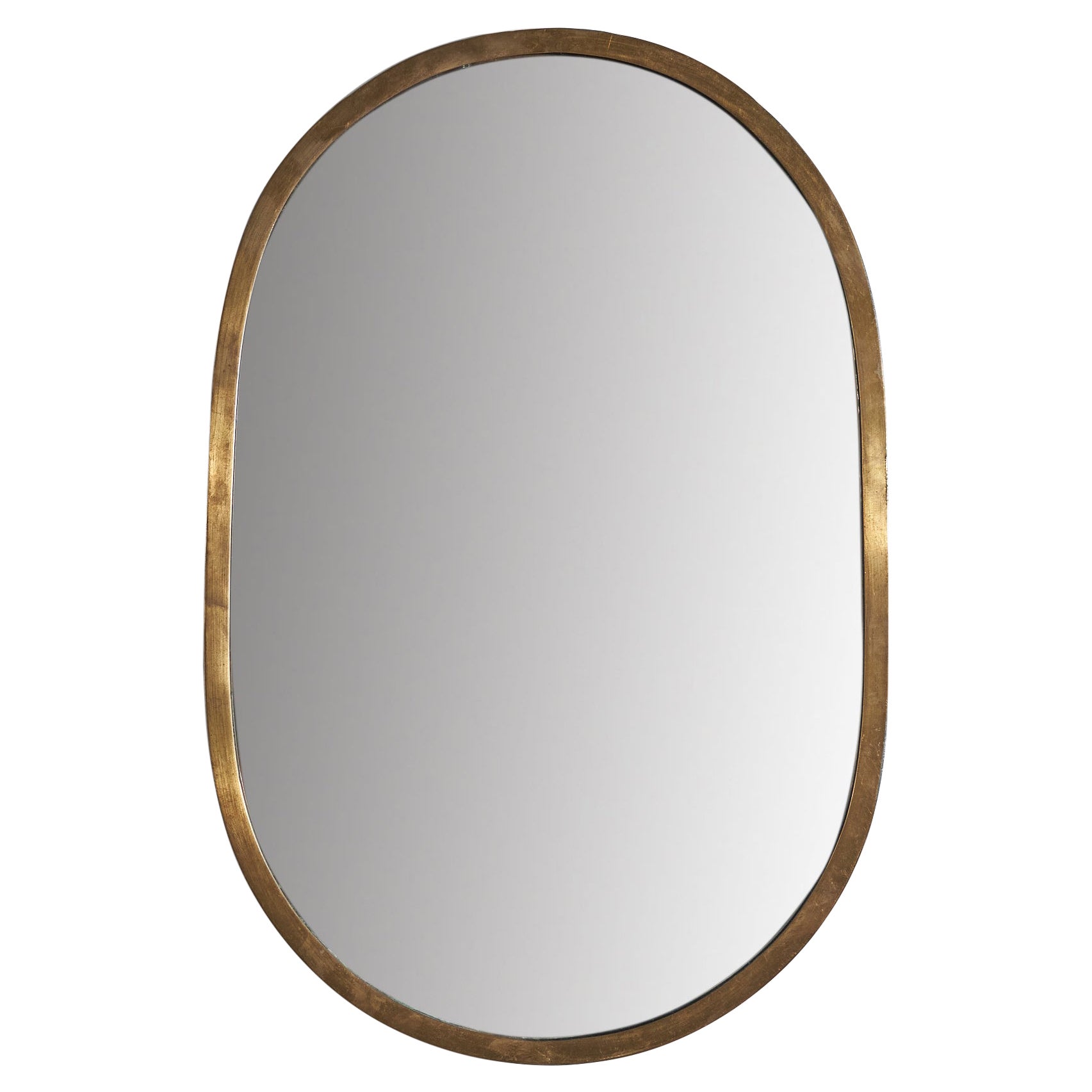 Italian Designer, Wall Mirror, Brass, Mirror, Italy, c. 1940s For Sale