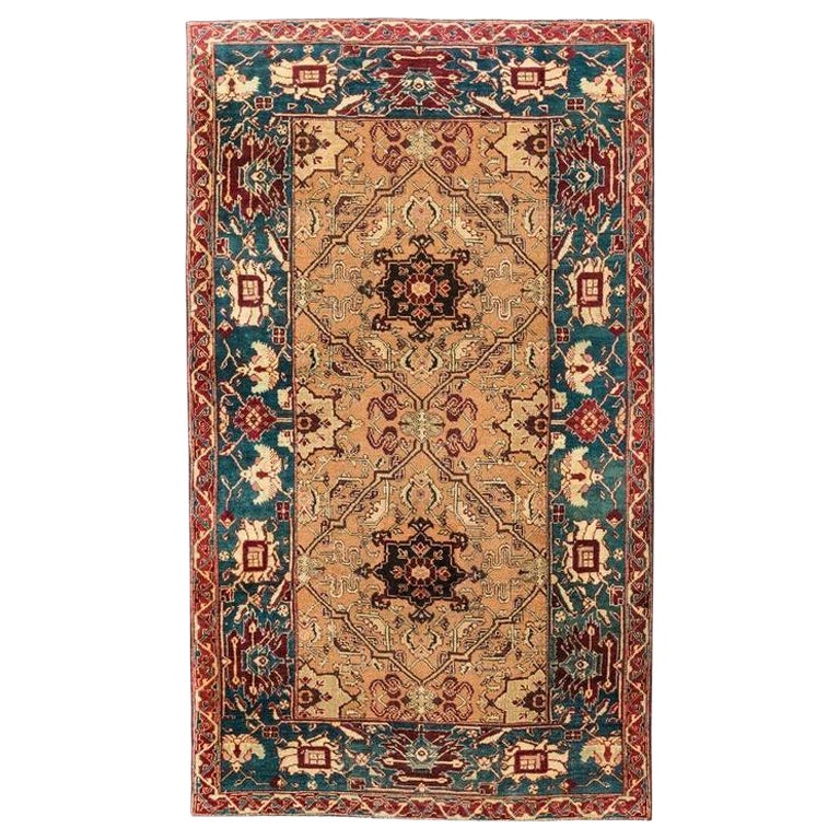 Late 19th Century Small Green Wool Rug, Classic Agra, circa 1890. 2.05 x 1.20 m For Sale