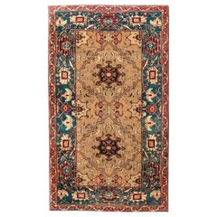 Antique Late 19th Century Small Green Wool Rug, Classic Agra, circa 1890. 2.05 x 1.20 m