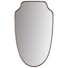 Antique Italian Designer, Wall Mirror, Brass, Mirror Glass, Italy, c. 1950s