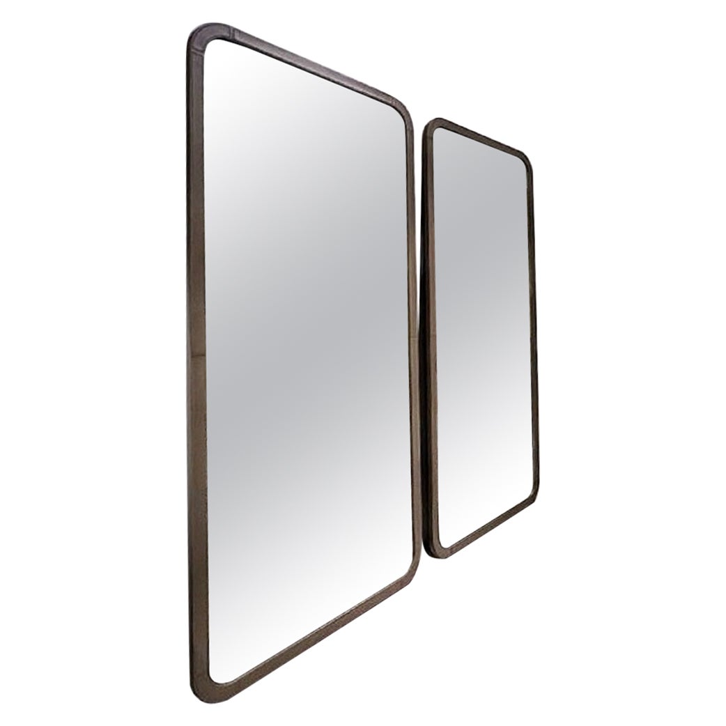Modern by Giuseppe Carpanelli Sofia Rectangular Mirror with Leather For Sale