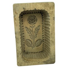 Wood Carved Flower Butter Mold Antique, German, 1890s