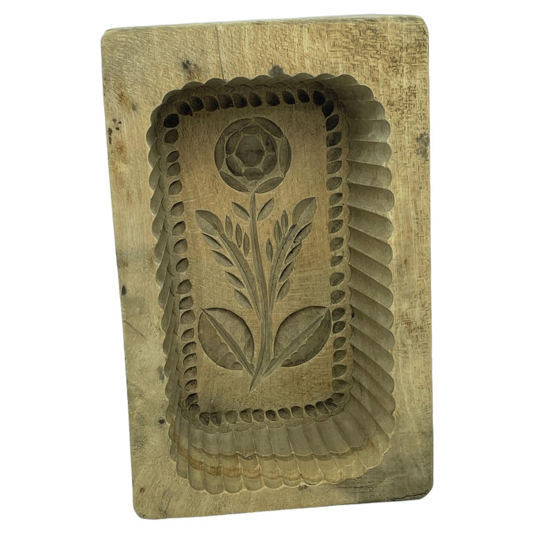 Wood Carved Flower Butter Mold Antique, German, 1890s at 1stDibs