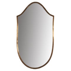 Italian Designer, Wall Mirror, Brass, Mirror Glass, Italy, C. 1950s