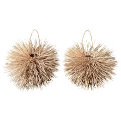 Pair of Wooden Spheres "Porcupine"