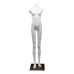 Tall Textured Sculpture of a Woman with Exaggerated Legs Style of Manuel Neri