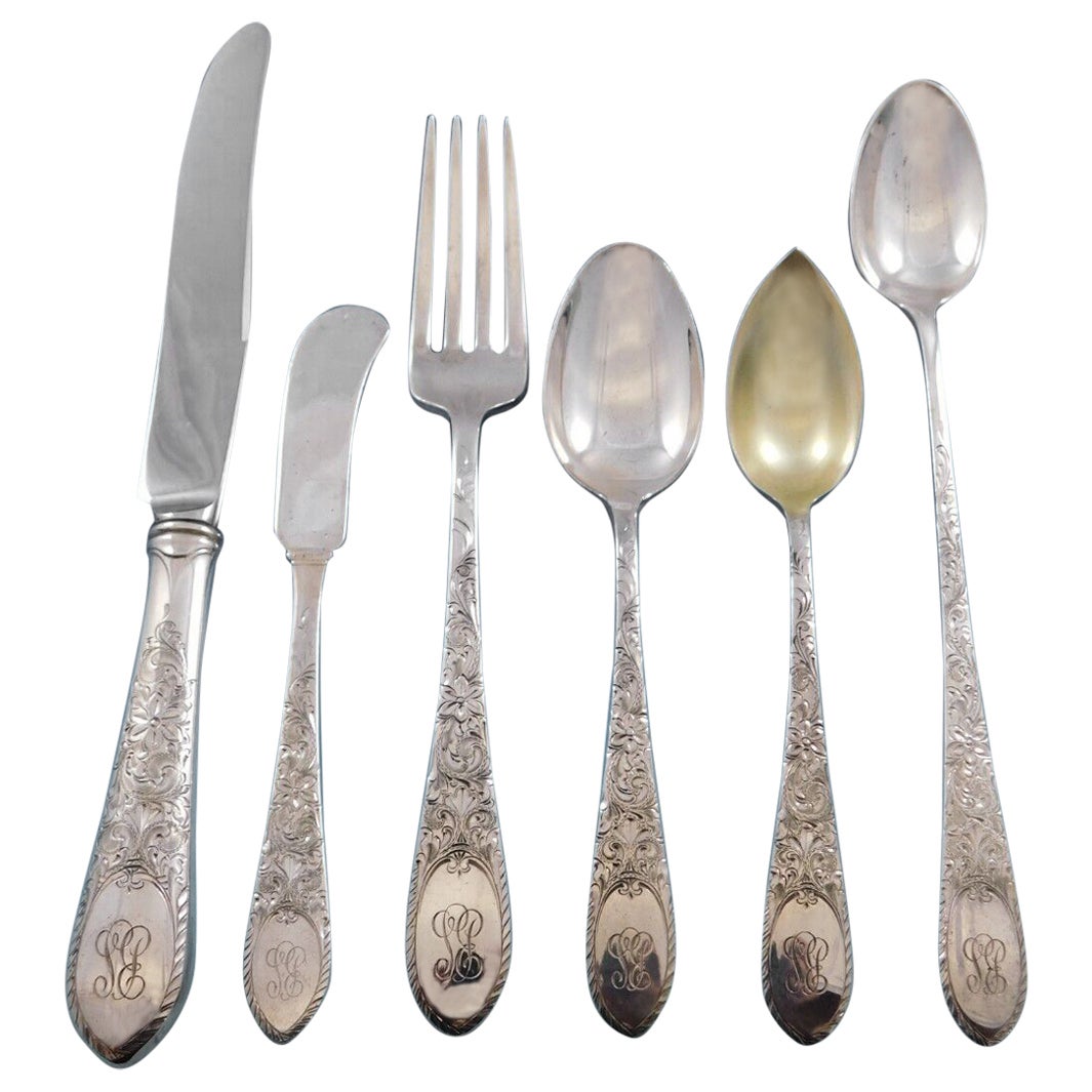 Elmwood by Gorham Sterling Silver Flatware Set for 12 Service 77 pieces For Sale