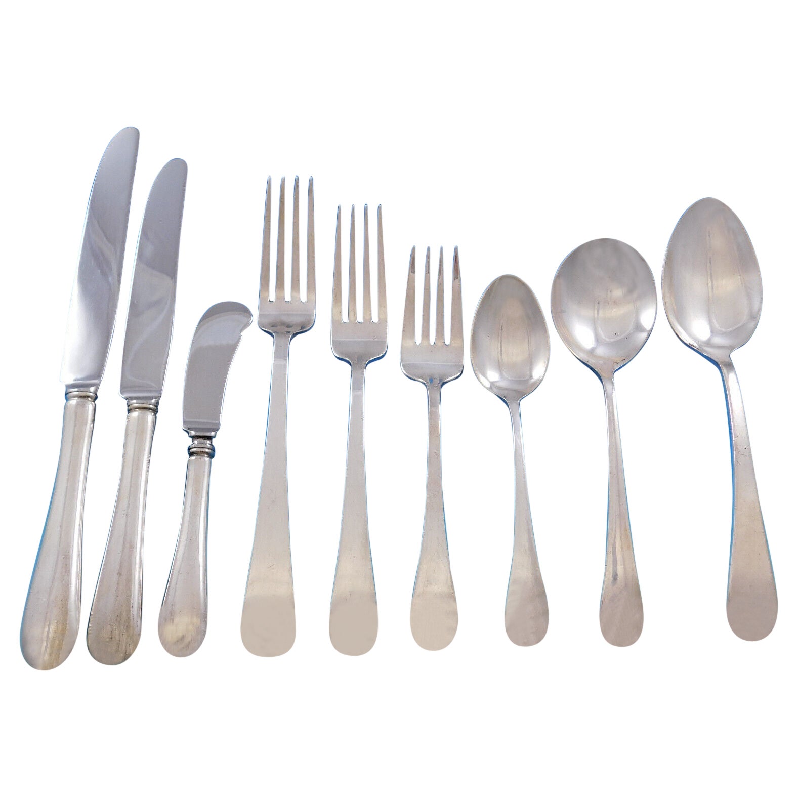 Hannah Hull by Tuttle Sterling Silver Flatware Set for 12 Service 115 pcs Dinner For Sale