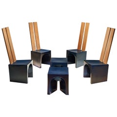 Vintage Tom Bruinsma Glazed Chairs and Tables, the Netherlands, Ca 1980s