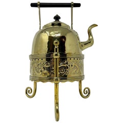 Antique English Brass Tea Kettle on Stand, circa 1880
