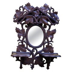 Black Forest 19th century mirror all wood carved 