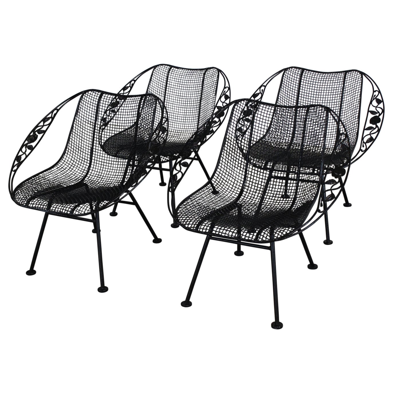 Set of 4 Mid-Century Modern Woodard Sculptura Outdoor Satellite Lounge Chairs