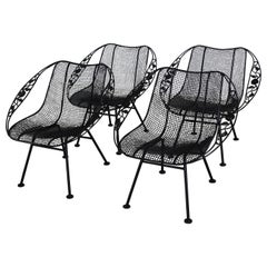 Used Set of 4 Mid-Century Modern Woodard Sculptura Outdoor Satellite Lounge Chairs