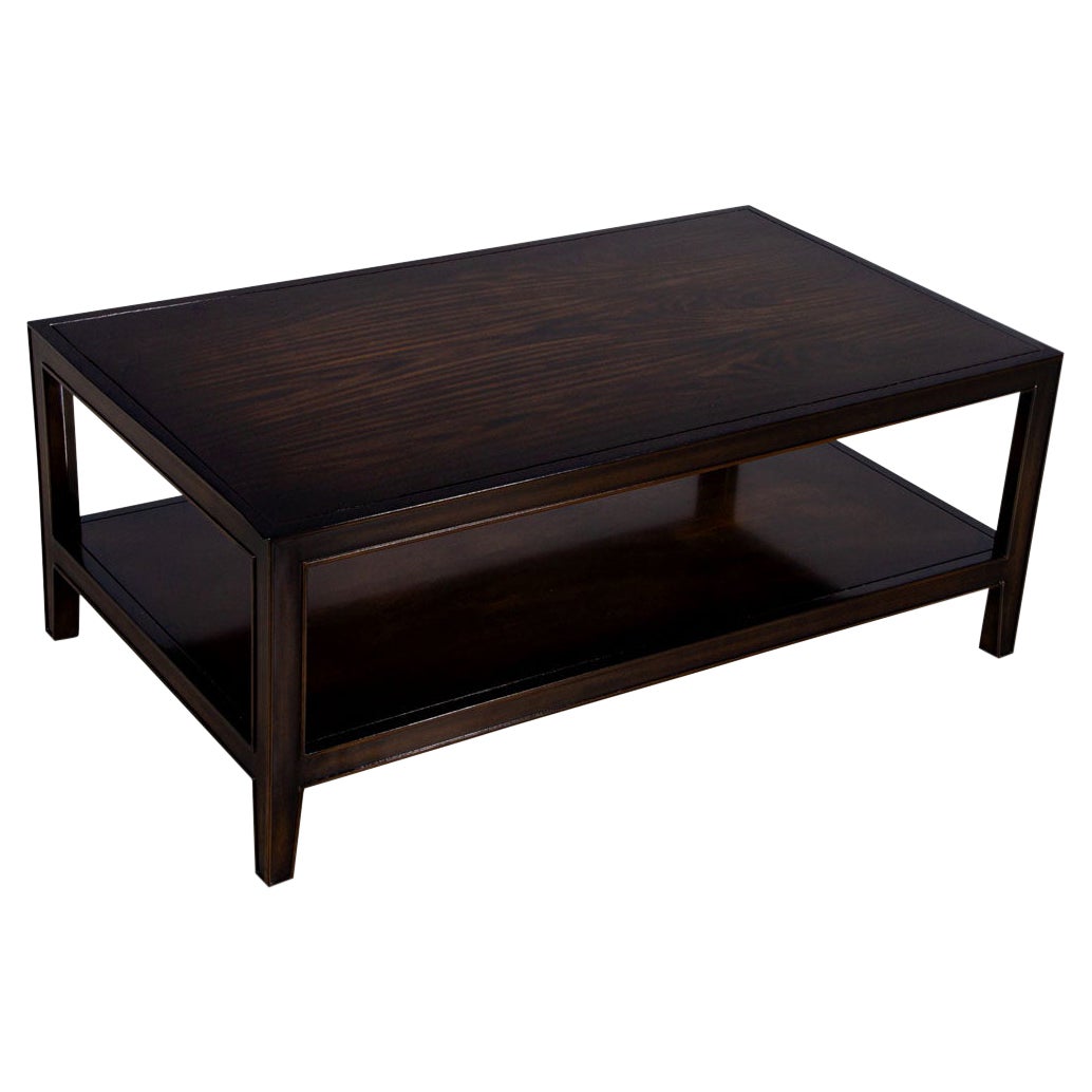 American Transitional Mahogany 2 Tier Coffee Table For Sale