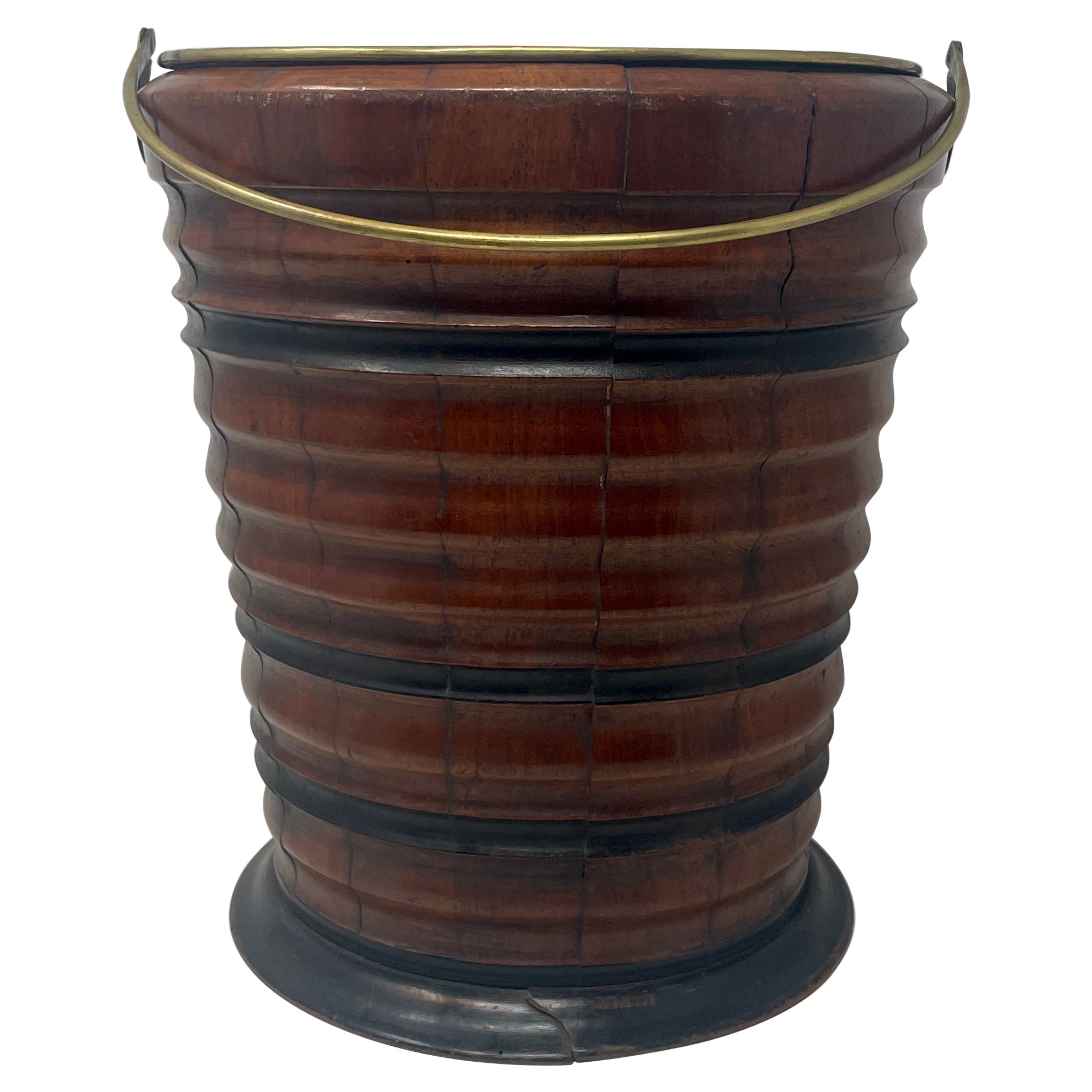 Antique English Victorian Mahogany Peat Bucket with Brass Liner, Circa 1840-1860 For Sale
