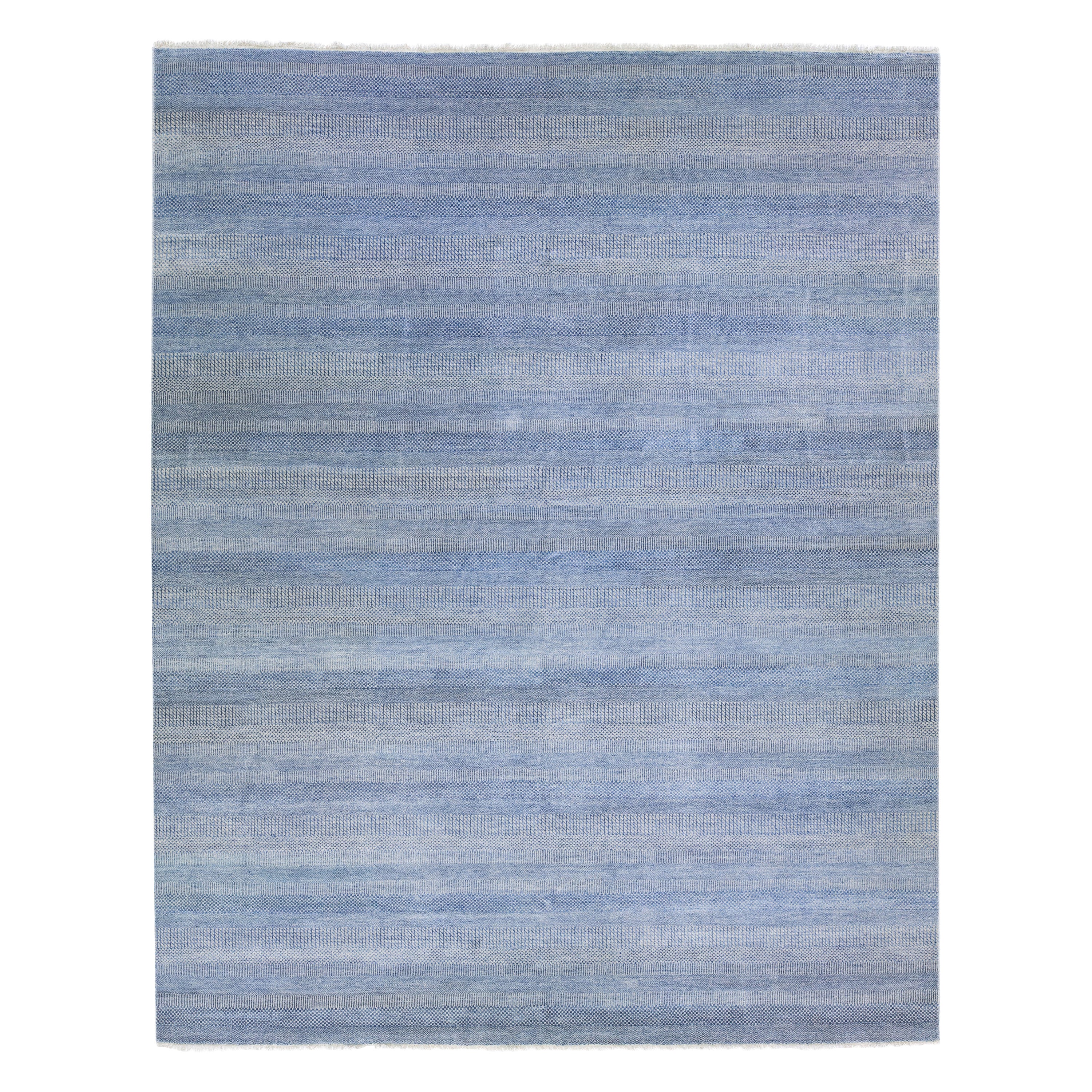 Green Modern Savannah Handmade Geometric Square Wool Rug at 1stDibs