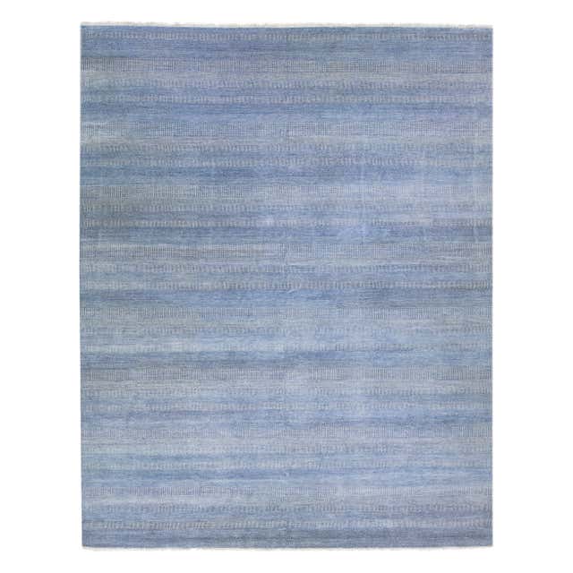 Green Modern Savannah Handmade Geometric Square Wool Rug at 1stDibs