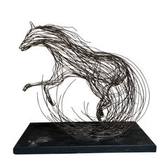 1970s Modernist Horse Wire Table Sculpture