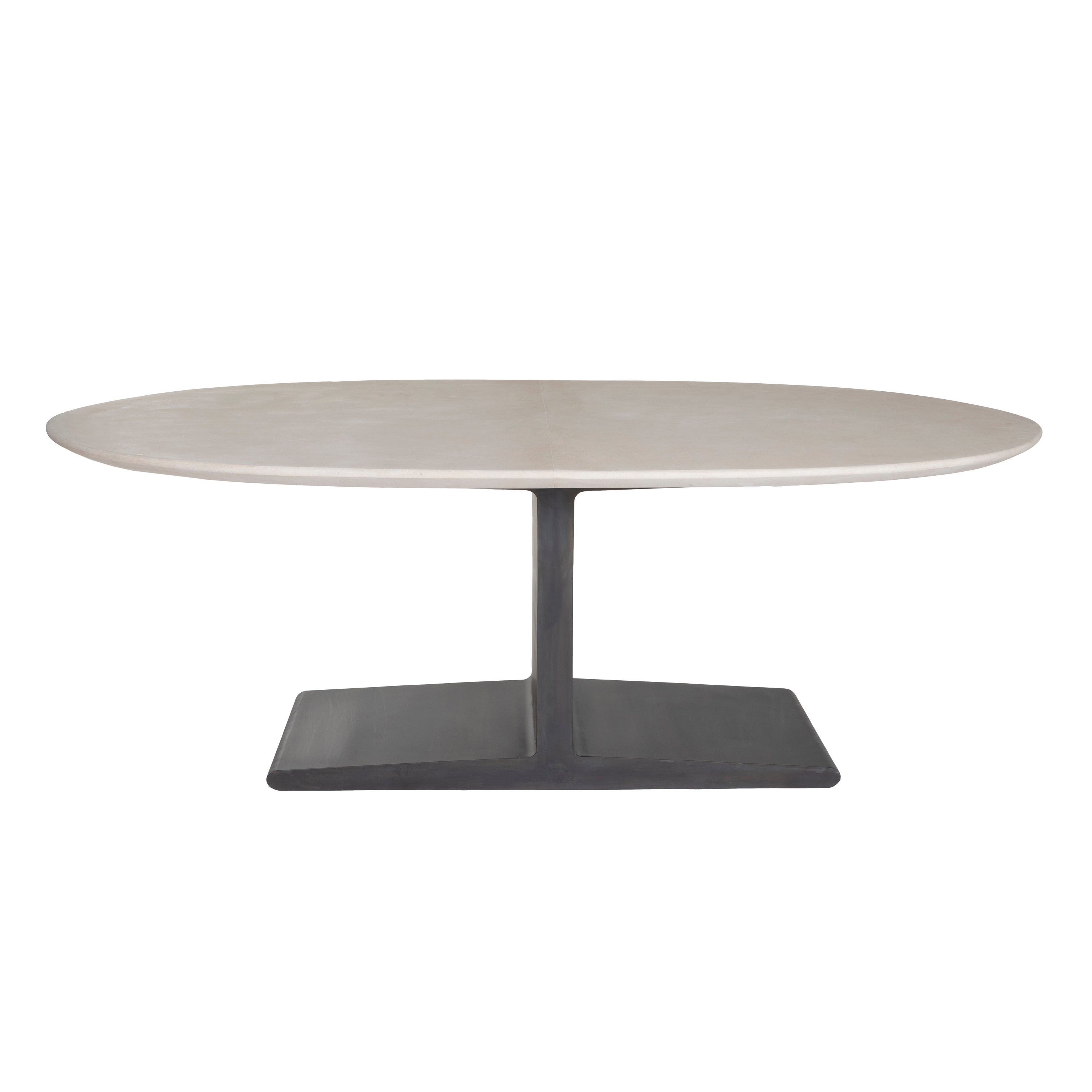 Oval Limestone Top Dining Table on Steel I Beam Base