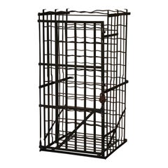 19th Century French Iron Seventy Two-Bottle Wine Cellar Rack Cage from Burgundy