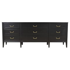 American of Martinsville French Regency Black Lacquered Dresser, Refinished