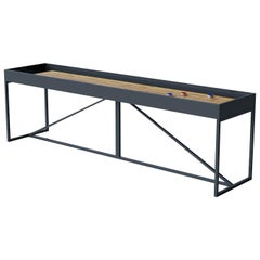 Tavolo da shuffleboard moderno "The Break" da 12' con superficie di gioco in Oak e telaio in metallo