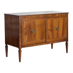 Antique Italian Neoclassical Style Two Door Walnut, Veneered and Inlaid Credenza