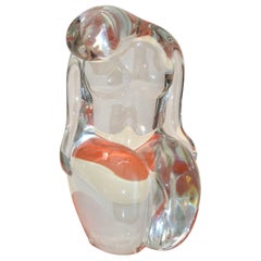 Elio Raffaeli Signed Clear Murano Glass Nude Woman Sculpture Figurine Italy 1980