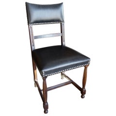 18th Century Style Italian BELLA Carved Solid Walnut Side Chair Leather to order
