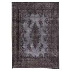 Persischer handgefertigter Overdyed-Teppich aus grauer Wolle mit Medaillonmuster