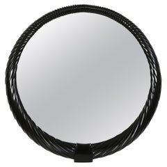 Karl Springer Style Black Rope Round Mirror