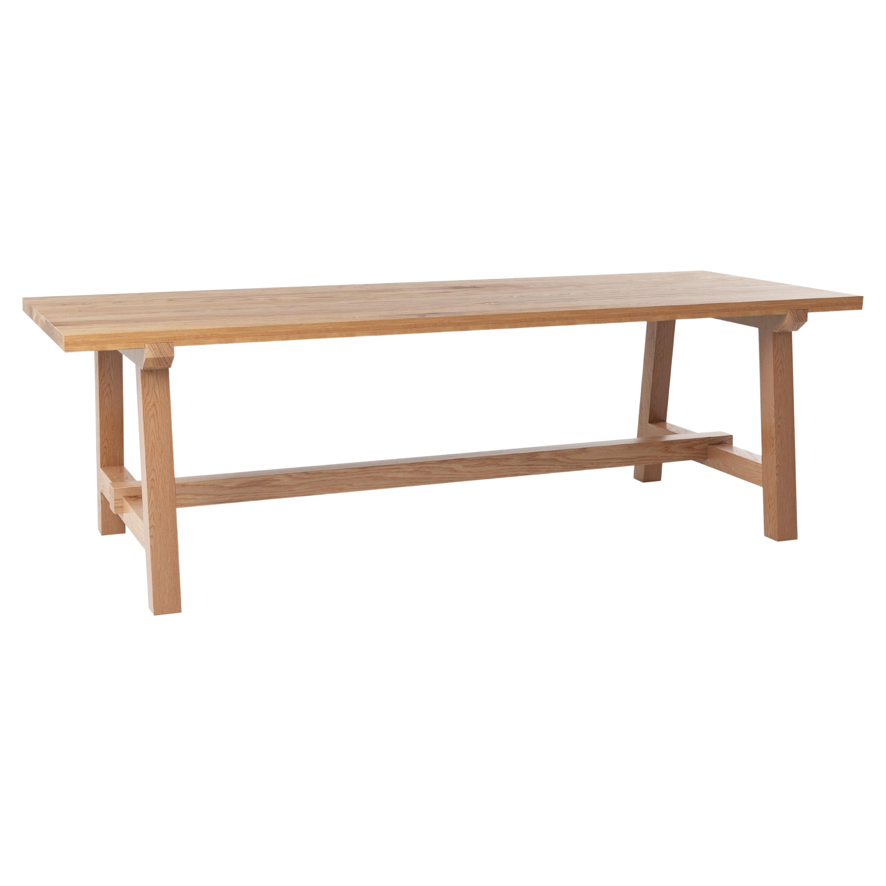 14' Customizable Farmhouse Contemporary Solid Oak "Winston" Dining Table For Sale