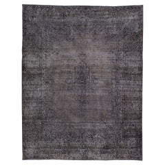 Persischer handgefertigter Overdyed-Teppich aus grauer Wolle mit Medaillonmuster