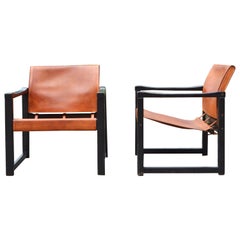 Karin Mobring Modelo Diana Cognac Sling Lounge Chair Vintage Ikea Estructura Negra