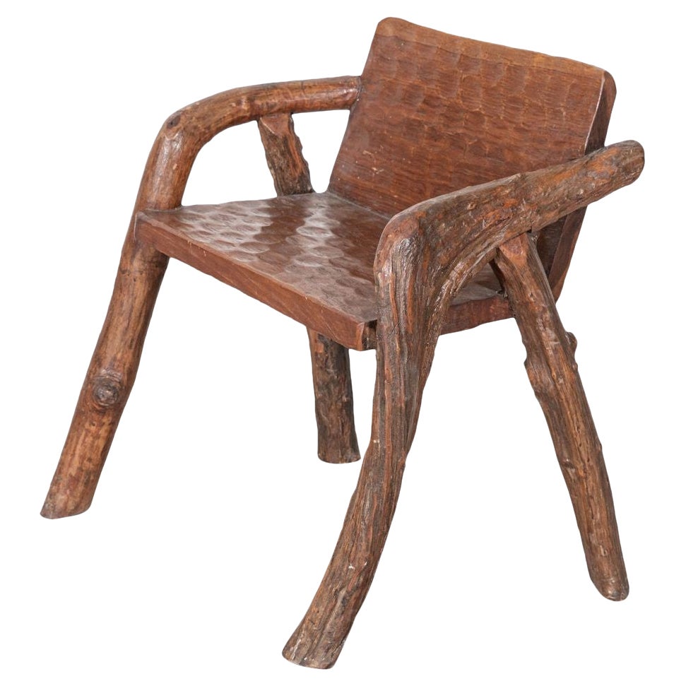 Mid Century Provincial French Fruitwood Root Chair For Sale