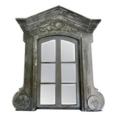 Monumental Gray Zinc Mantel or Floor Length Mirror