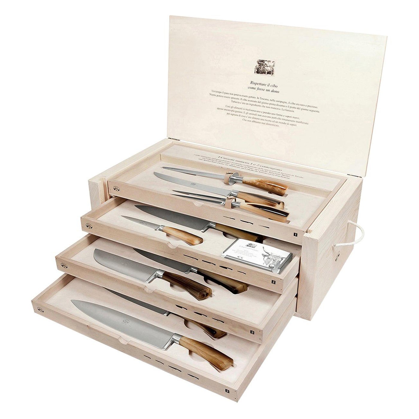 Il Trinciante Complete Set of Knives with Cornotech Handle by Coltellerie Berti