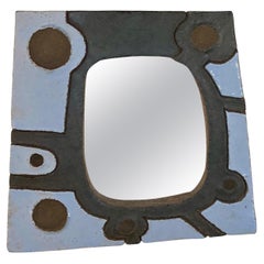 Ceramic mirror in "cubist" style by Nathalie Soufflet