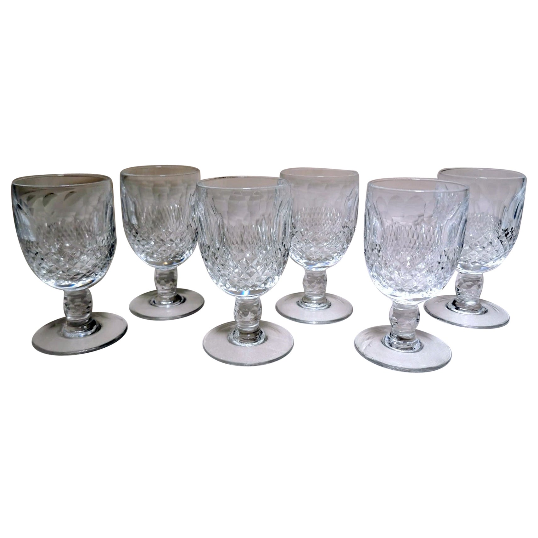 Beaux-Art Style 6 French Ground Crystal Liqueur Glasses For Sale