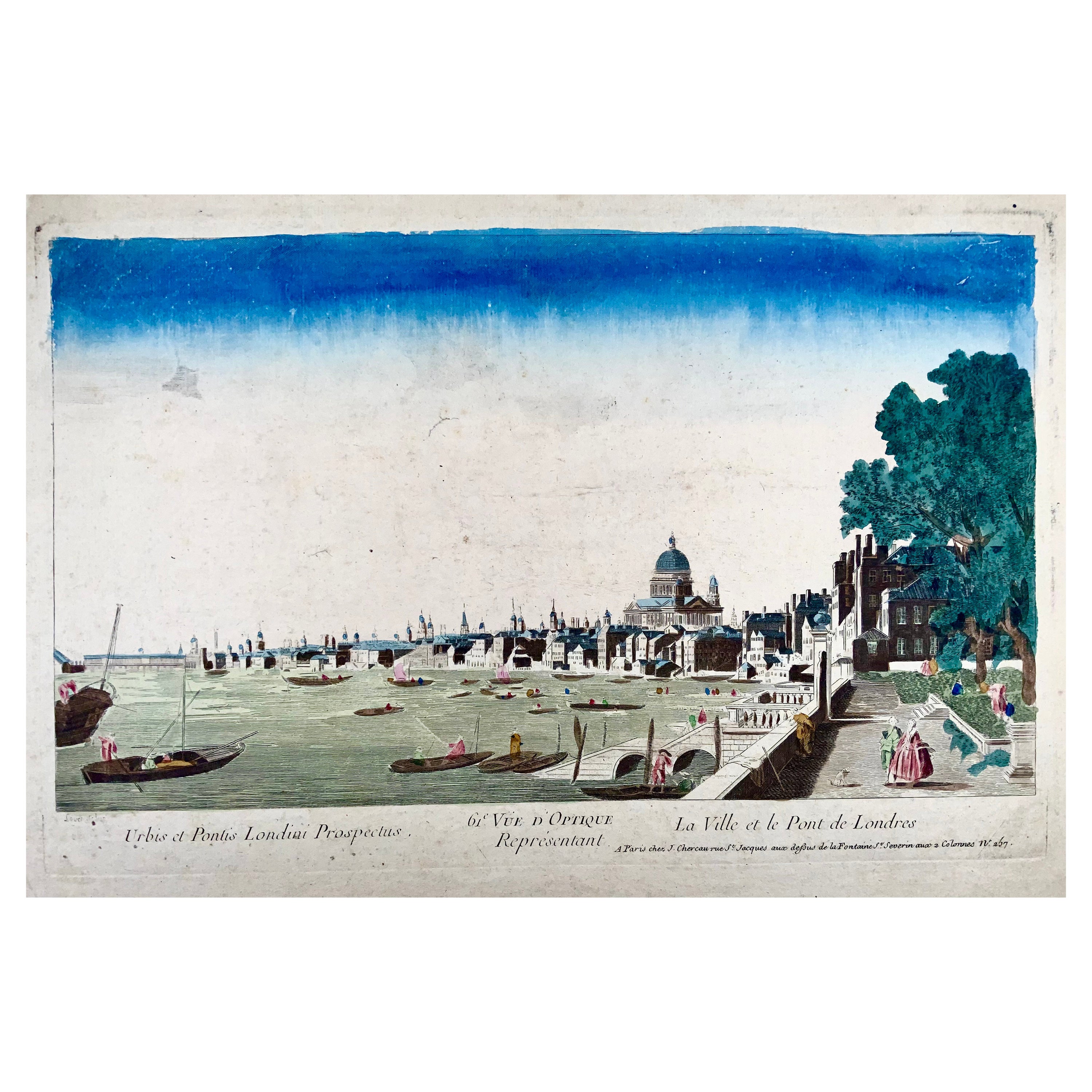 ‘La Ville et le Pont de Londres’ [London], large folio ‘Vue d’optique’ by Loyer For Sale