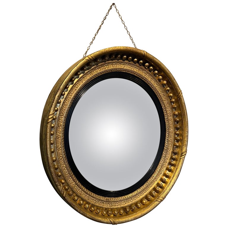 Miroir rond convexe noir et doré 38,5cm | Maisons du Monde