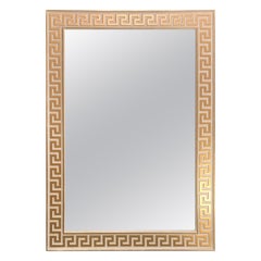 Stylish Cream & Gold Greek Key Decorated Mirror